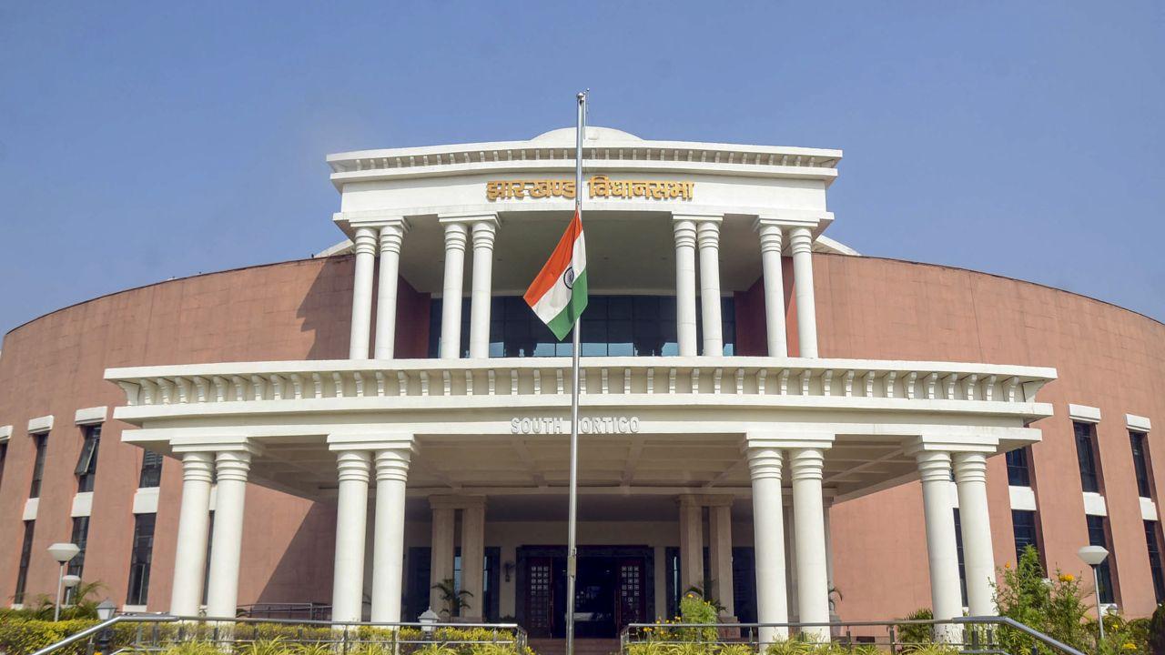 The national flag flies at half mast at the Jharkhand Assembly as a mark of respect to former prime minister Manmohan Singh in Ranchi on Friday. (Pic/PTI)