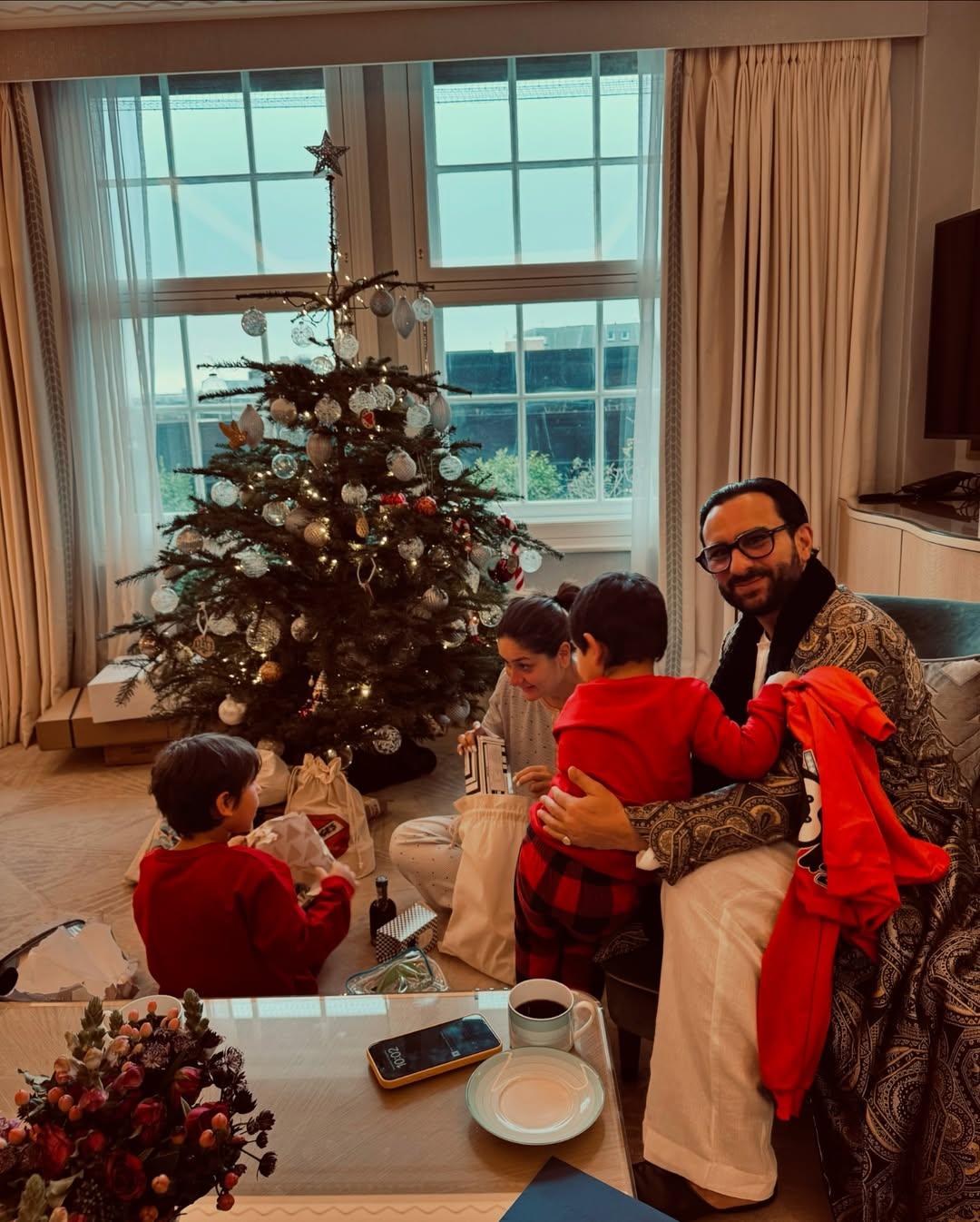 Saif and Kareena seemed to have spent some quality time with sons Jeh and Taimur on the occasion. They also wore matching red outfits