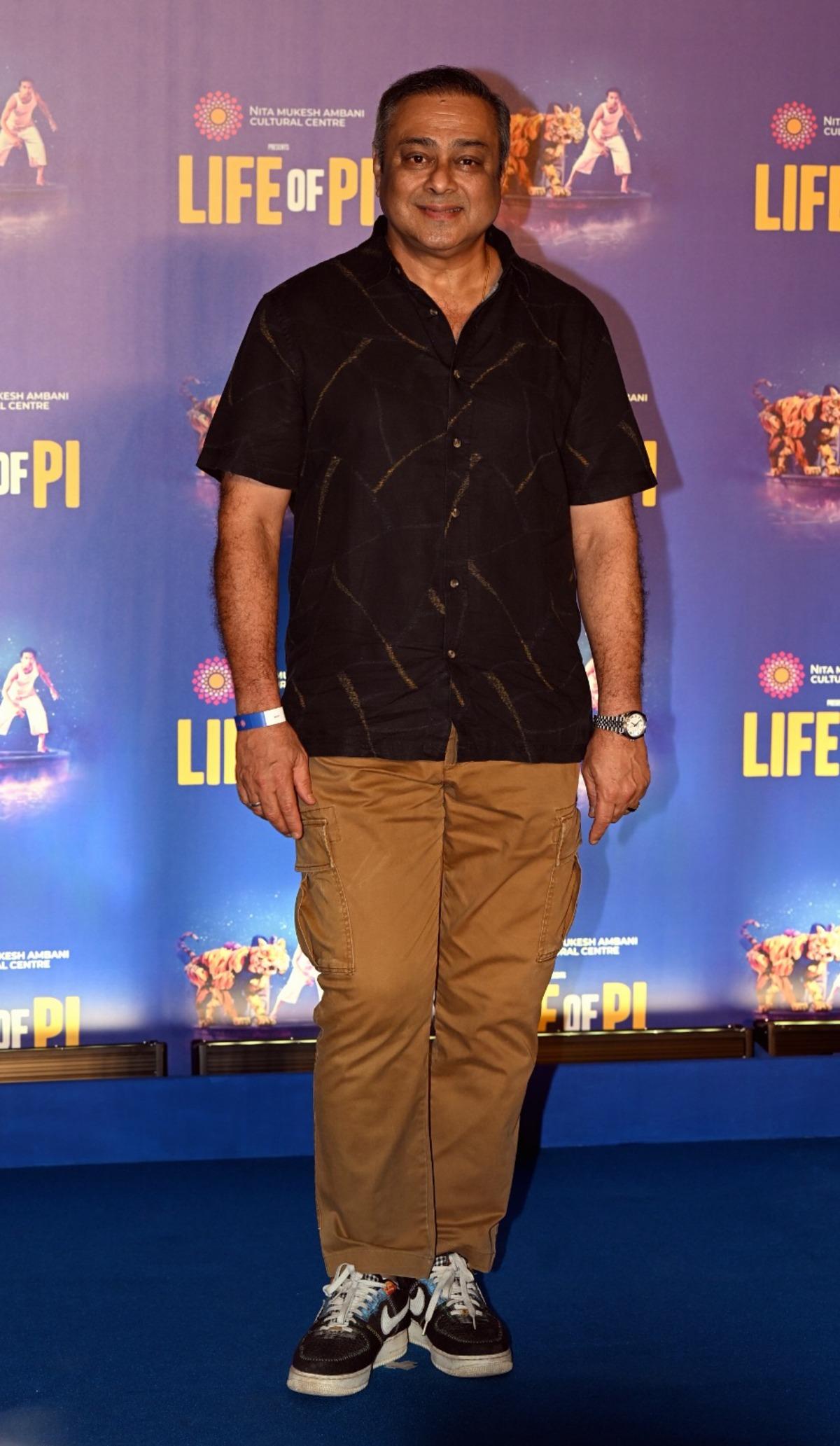 Sachin Khedekar was spotted at the grand debut of the Life of Pi musical. The Marathi and Hindi film actor was casually dressed in a black shirt and camel trousers. 