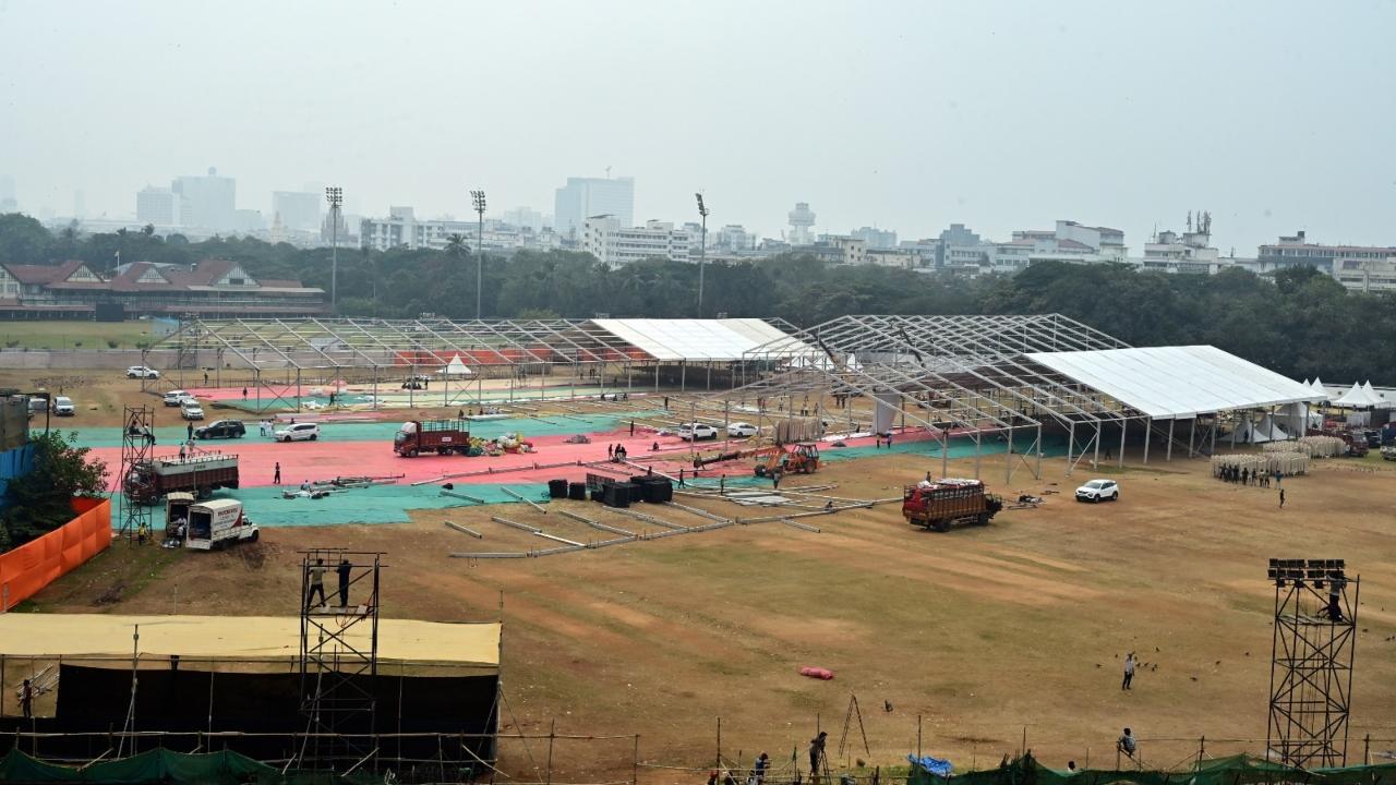 IN PHOTOS: Preparations underway at Azad Maidan for swearing-in ceremony