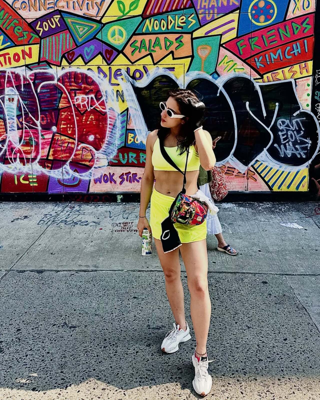 Sara Ali Khan had visited New York, with a friend, earlier this year. In this photo, she is seen posing in front of a graffiti wall.