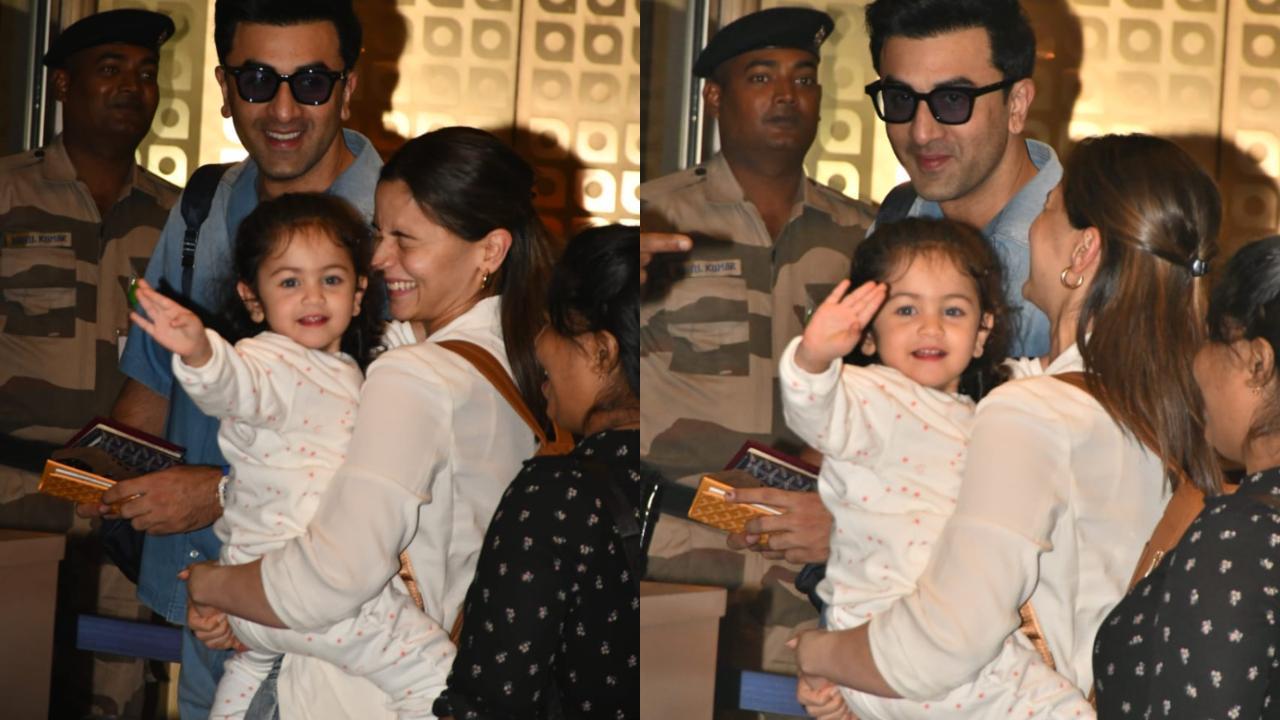 Alia Bhatt can’t stop laughing as Raha cutely waves and gives flying kisses to the paparazzi - watch video
