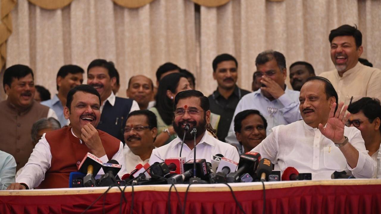 During a joint presser with his Mahayuti alliance partners, Eknath Shinde said that he is happy with Devendra Fadnavis becoming the CM