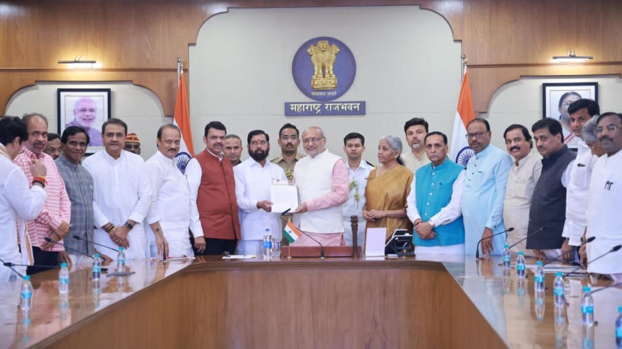 IN PHOTOS: Fadnavis, Shinde, Pawar visit Raj Bhavan, stake claim to form govt