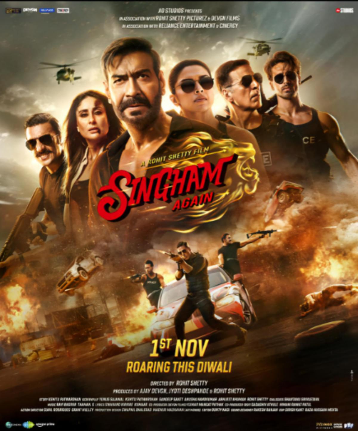 Singham Again has an IMDb rating of 5.8. It received mixed views and was majorly watched due to the huge star cast and the nostalgic value in the audience. It clashed at the box office during Diwali with Kartik Aaryan's Bhool Bhulaiyaa 3.