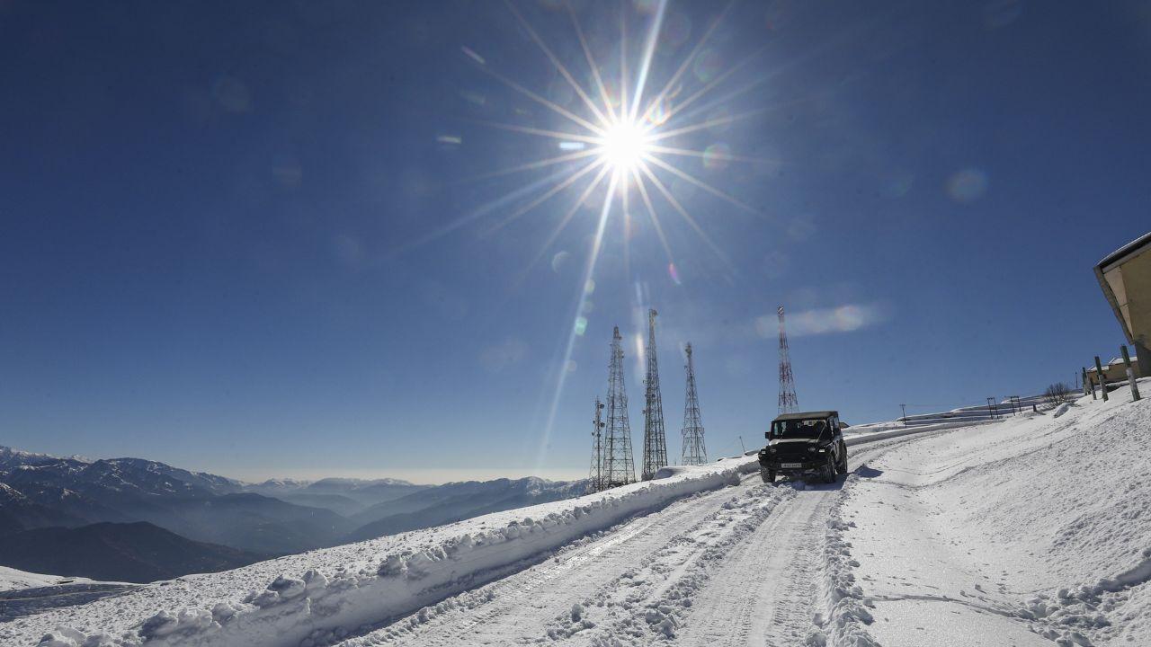 View of the Patnitop hill station after fresh snowfall, in Udhampur district, Jammu & Kashmir. (Pic/ PTI)