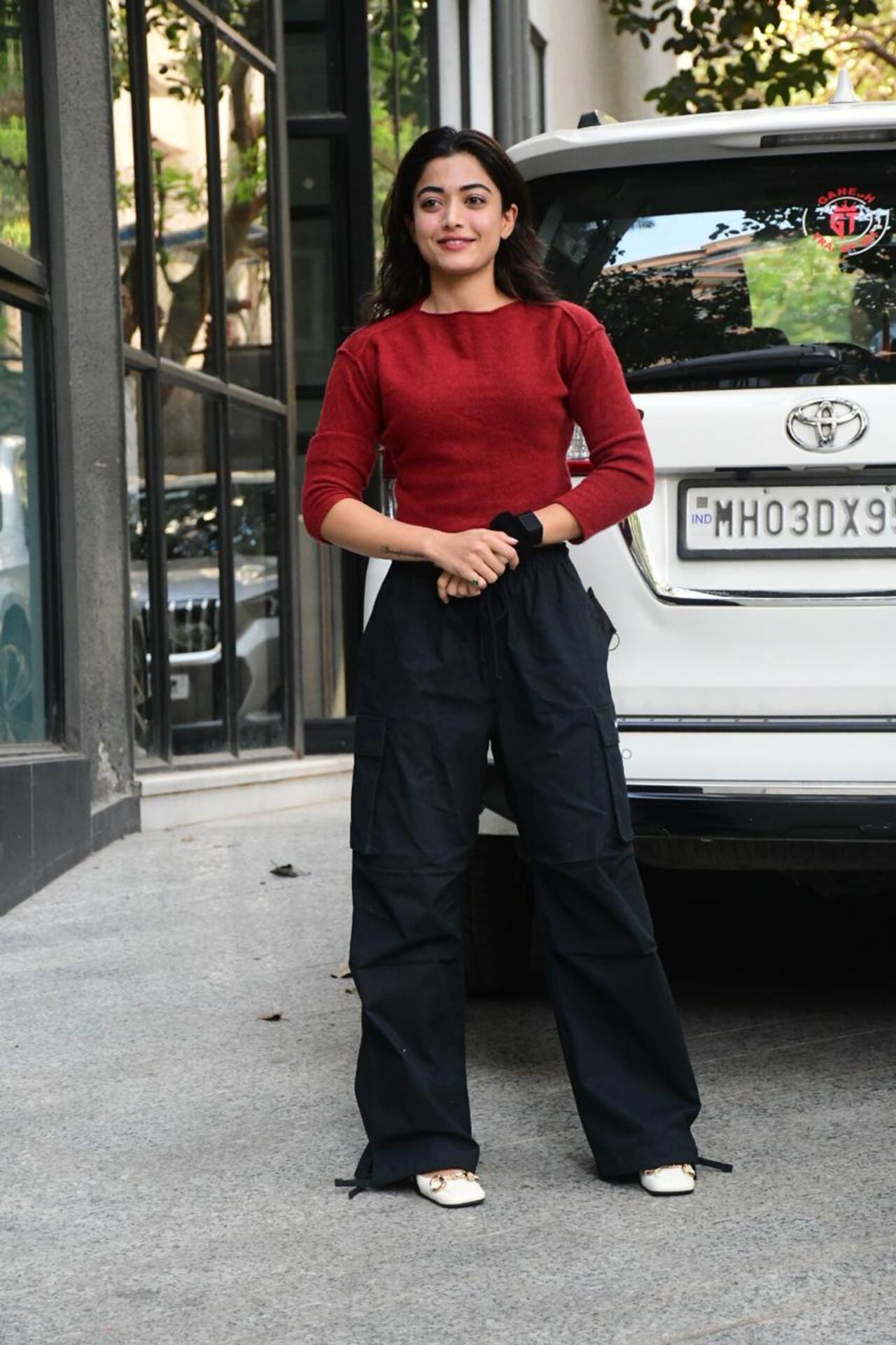 Rashmika Mandanna, basking in the success of Pushpa 2 was spotted outside Maddock office for her film Vampires of Vijaynagar.