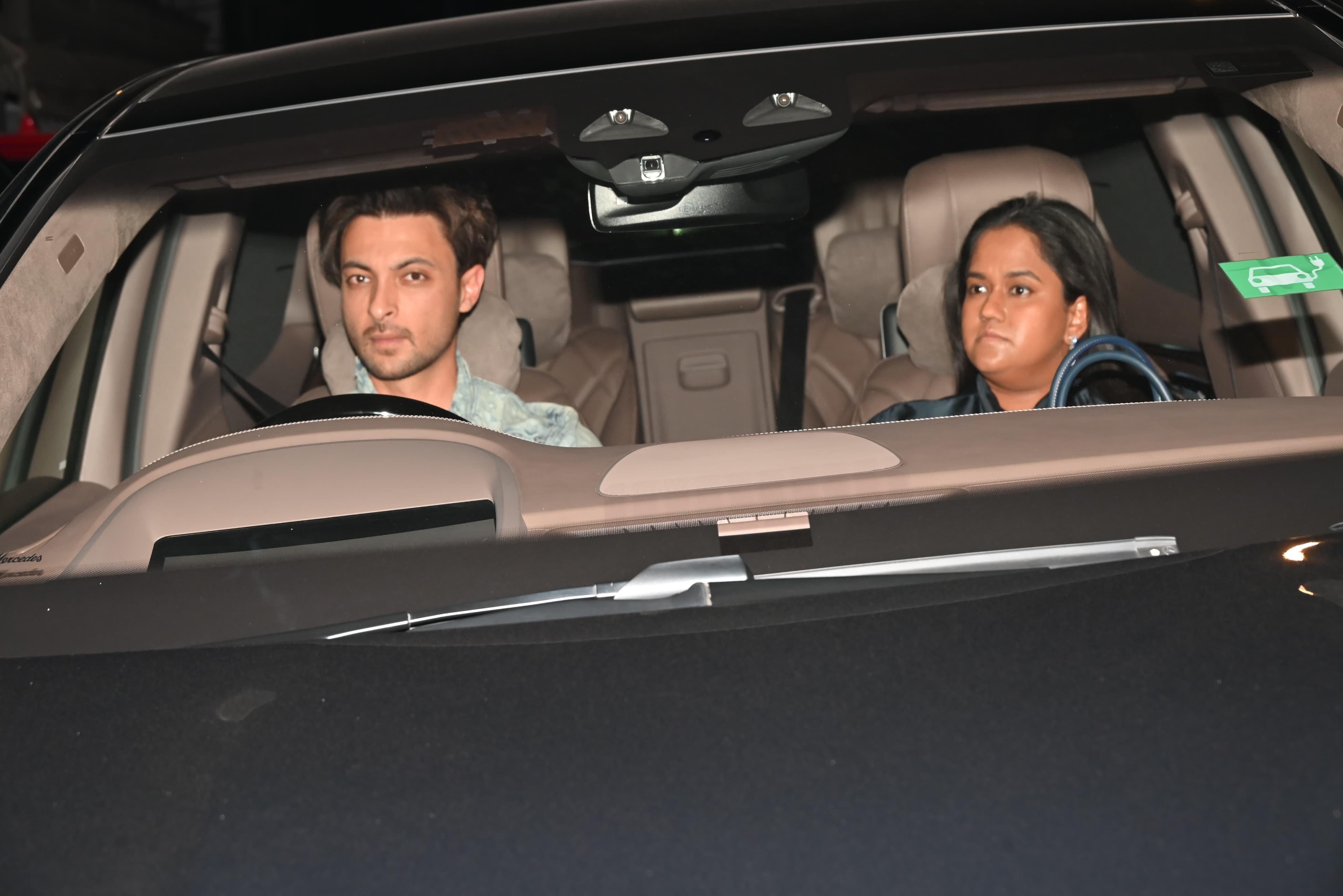 Aayush Sharma and Arpita Khan Sharma were snapped as they headed to the grand party.