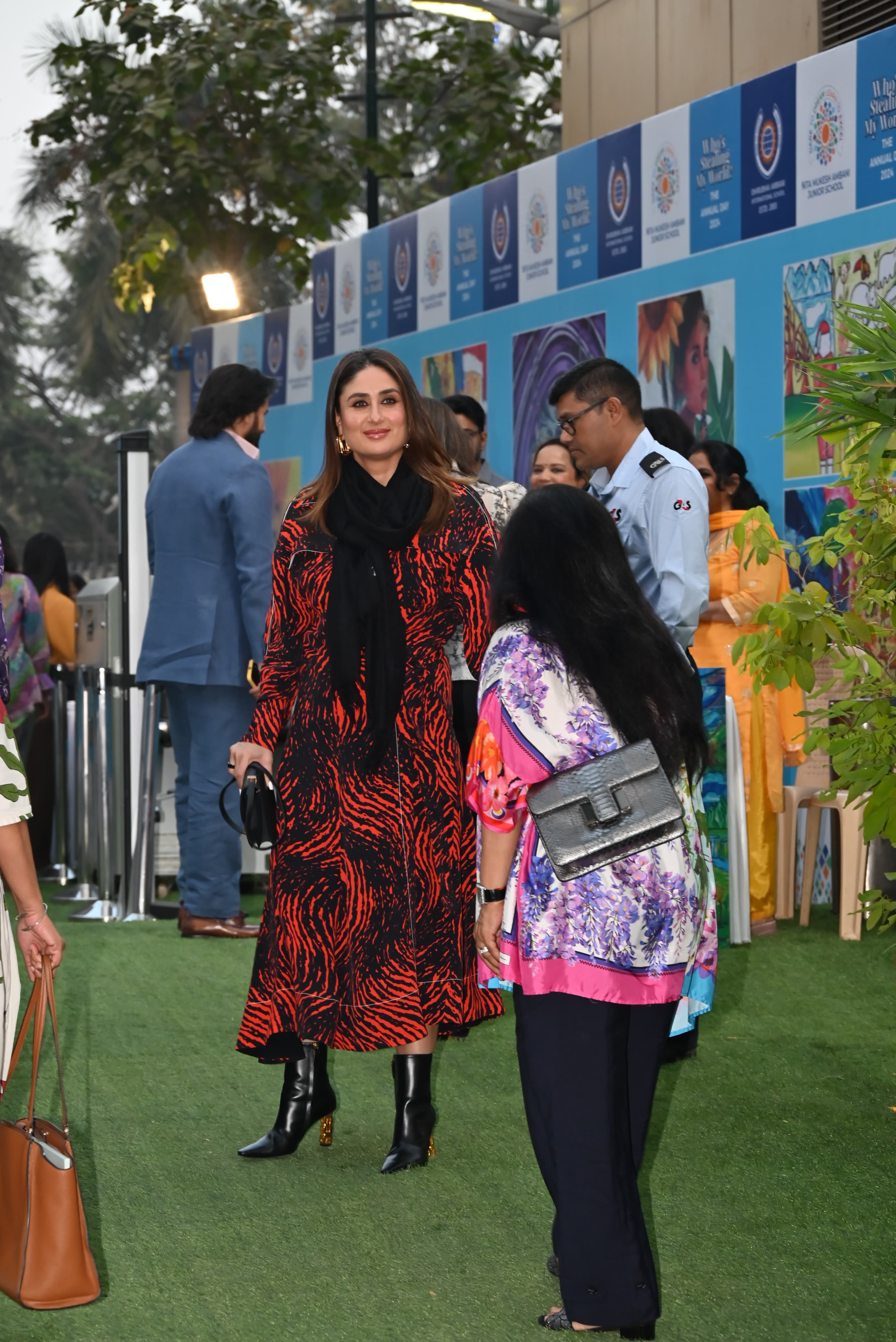 Kareena Kapoor looked stunning in a printed red gown as she went to Dhirubhai Ambani School