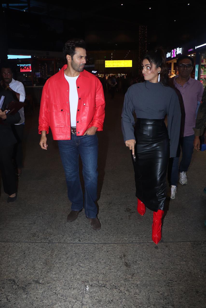 Varun Dhawan and Keerthy Suresh were snapped at Mumbai airport