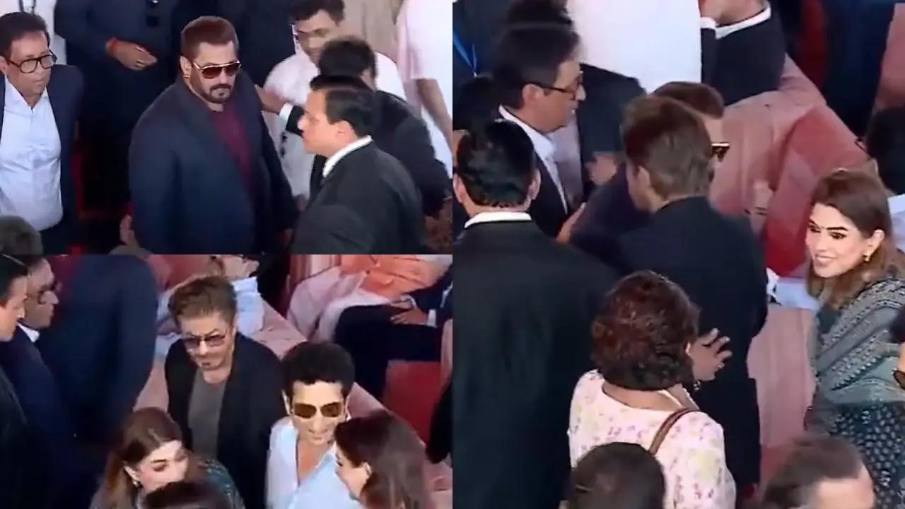 Salman Khan and Shah Rukh Khan share a warm hug at the swearing-in ceremony of Maharashtra CM. Read more