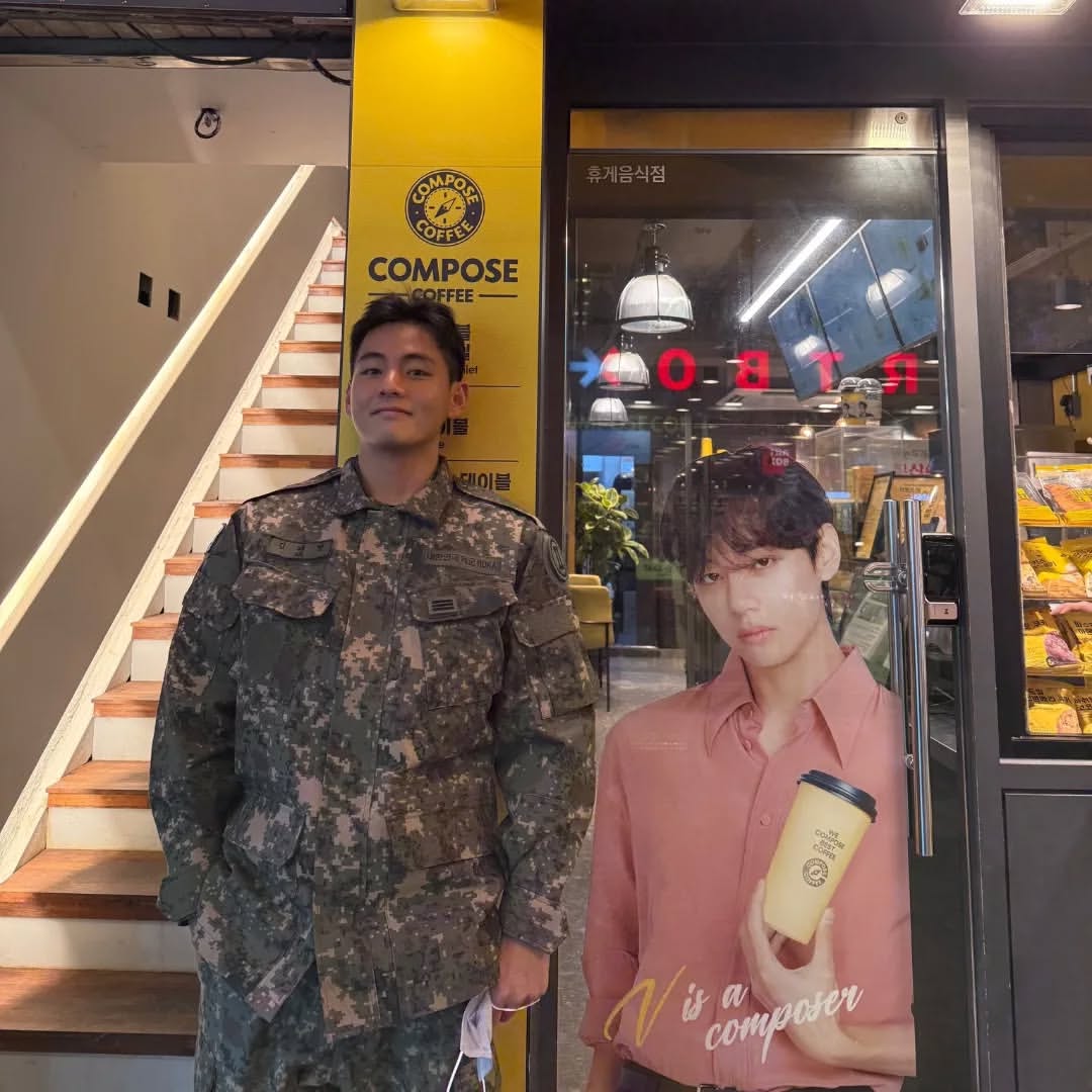 Taehyung has gotten even more buff while in the military and BTS ARMY can't get over how handsome and fit he looks even in uniform