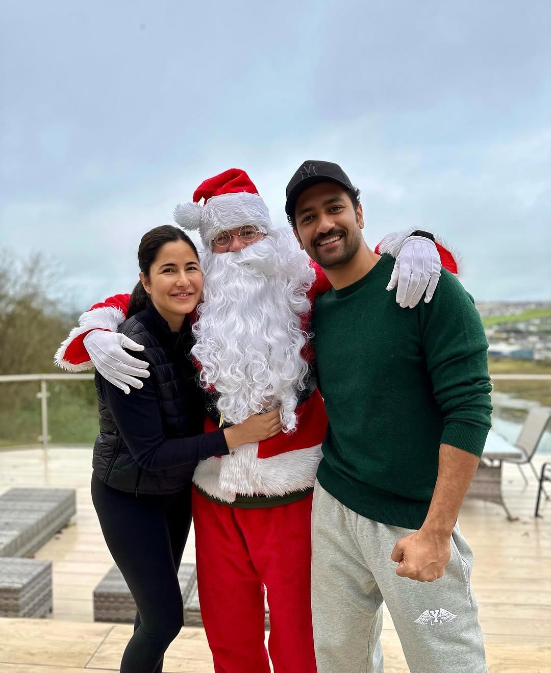 Vicky Kaushal and Katrina Kaif spent Christmas with family. Katrina shared photos with her sisters, and one with Santa Claus and her husband Vicky.