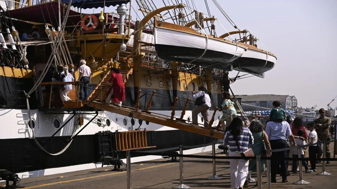 Mumbaikars got an opportunity to board the 'most beautiful ship in the world', Amerigo Vespucci, at the Green Gate, Indira Dock, in Mumbai on November 30.(Pic/Ashish Raje)