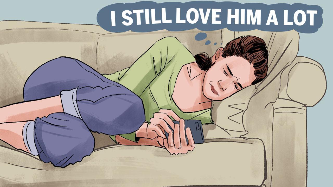 He’s still texting his ex-girlfriend!