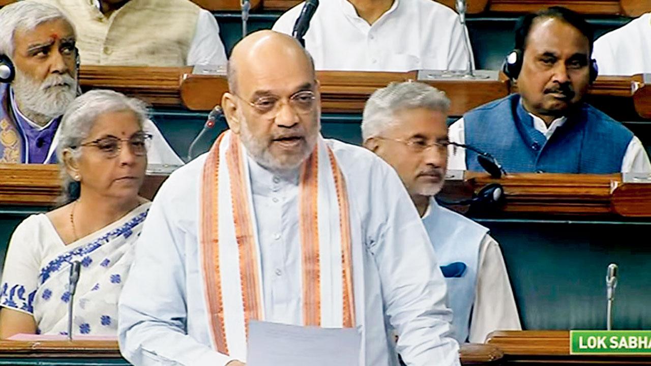 Amit Shah in the parliament back in October when he presented the bill. Pic/Sansad TV
