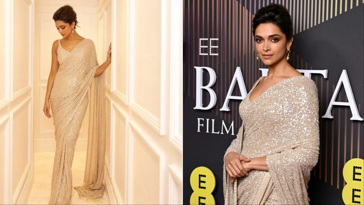 Deepika Padukone donned a golden and silver-hued shimmery saree by Sabyasachi. With her red-carpet look, the actress once again stunned the world. 