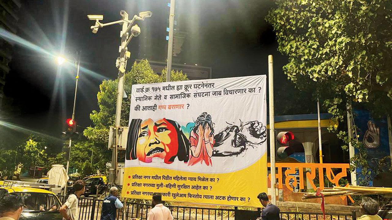 Posters in support of the woman in Pratiksha Nagar