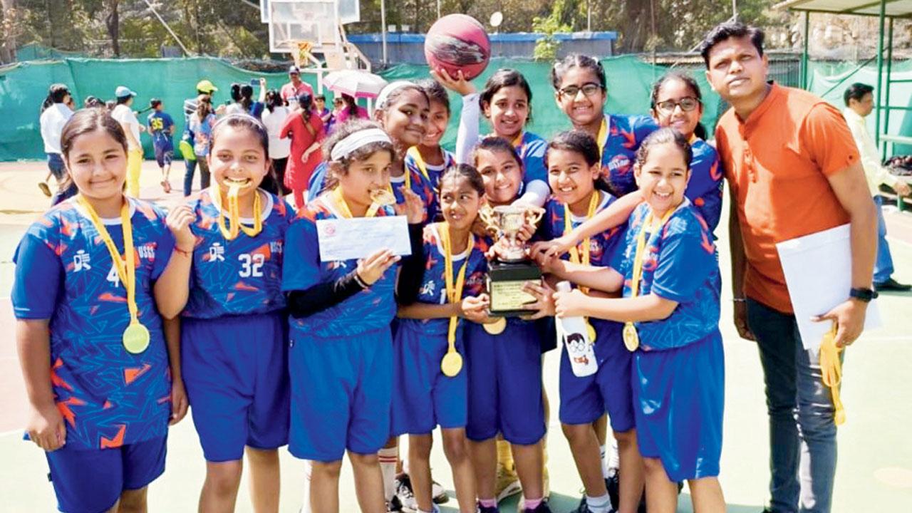 The Utpal Sanghvi Global School U-11 girls with their winner’s trophy