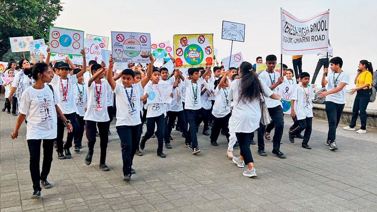 Students participate in the run at Marine Drive
