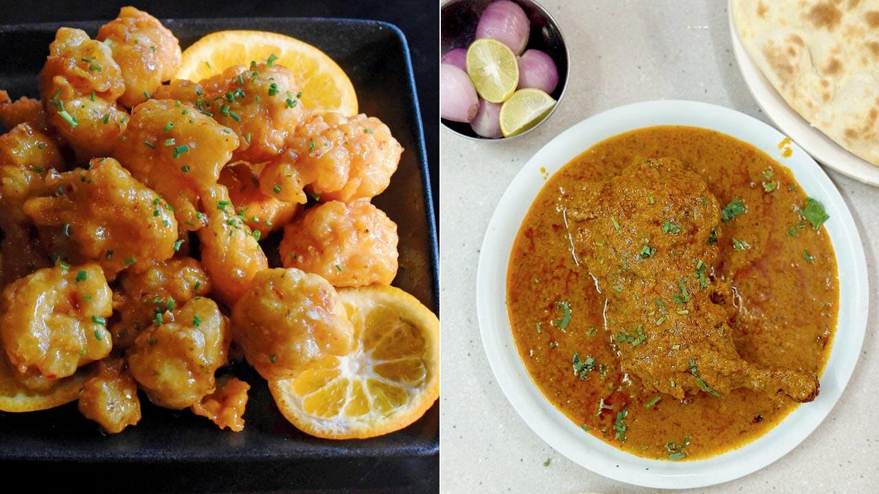Orange chicken. Pics/Sameer Markande; (right) Bagdadi chicken fried curry.  Pic Courtesy/Instagram