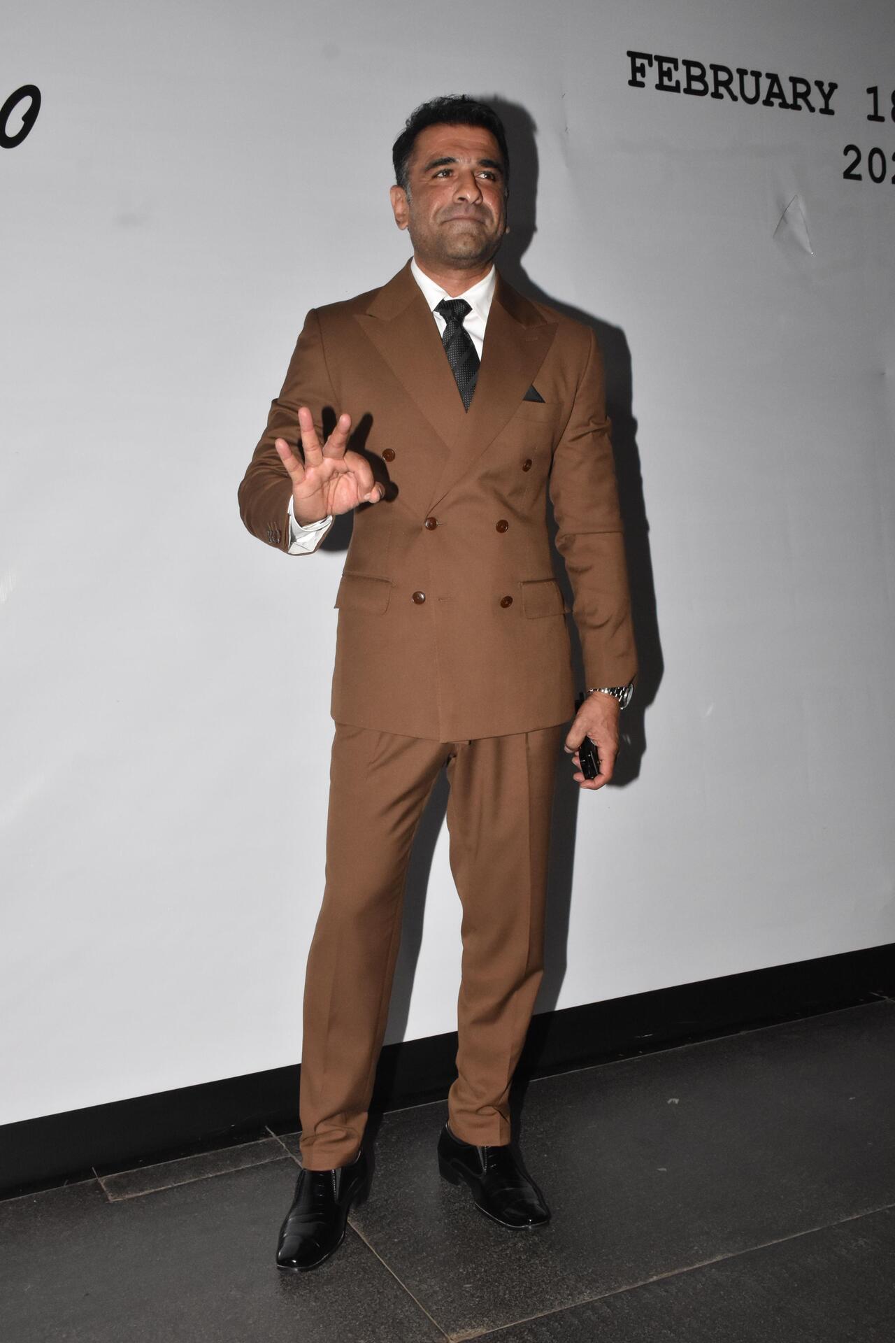 Actor Eijaz Khan looked dapper in a brown suit as he kept his outfit formal for the occasion