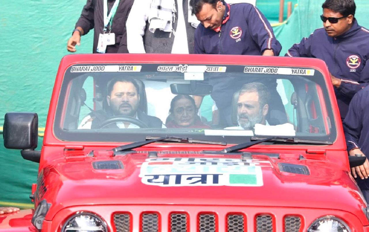 Yadav left for Sasaram, the district headquarters of Rohtas, on Thursday and joined Gandhi for a roadshow on a red car after spending the night there. After exchanging a warm hug, Gandhi asked Yadav to take the wheels