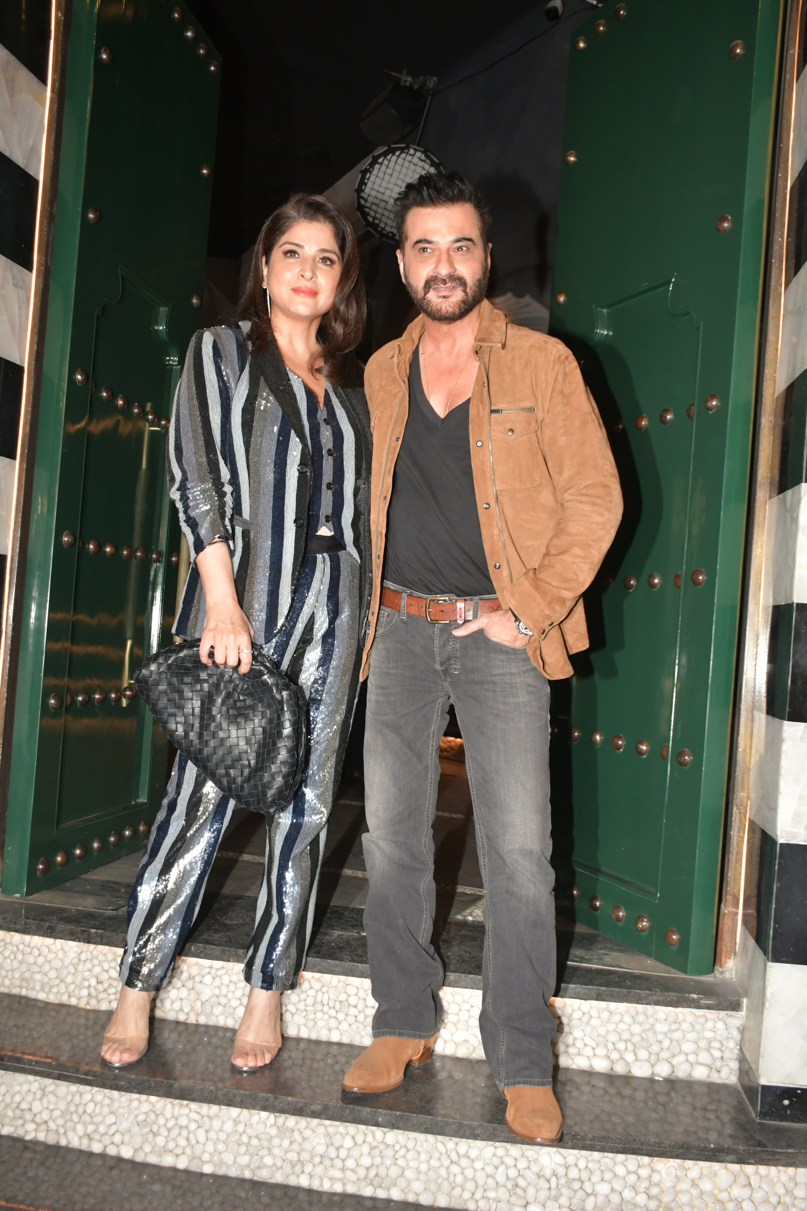 Maheep Kapoor aced in a stylish co-ord set and Sanjay Kapoor wore dashing and comfy outfits as they posed together for the paparazzi