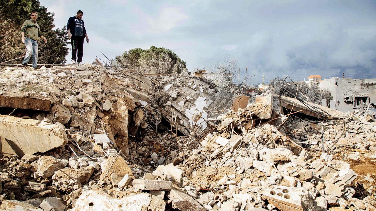 Aftermath of an Israeli airstrike in Taybeh, Lebanon. PIC/AP
