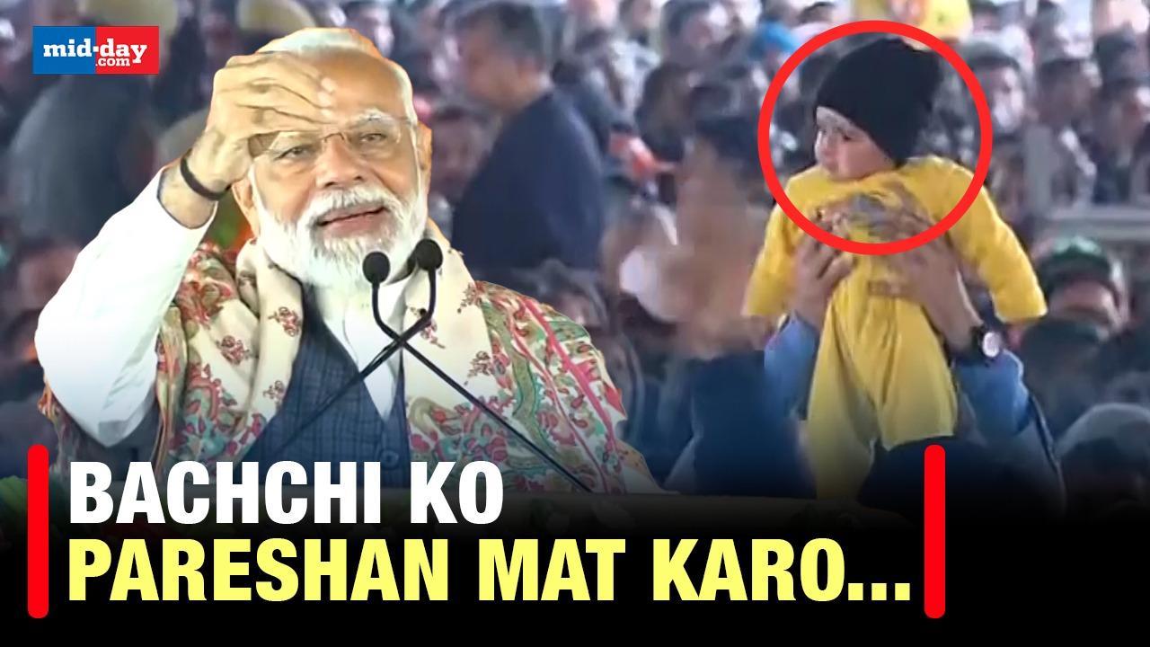 Jammu Public Rally: PM Modi’s Caring Reaction To Man Carrying Child On Shoulder