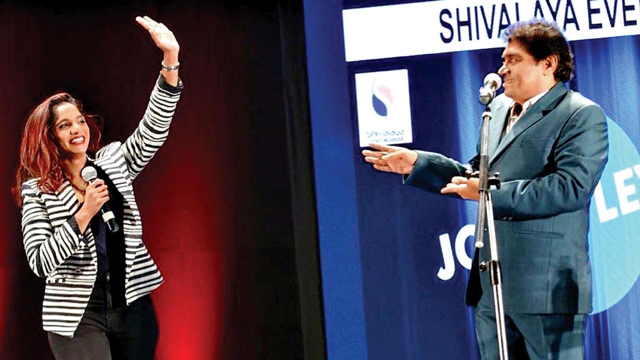 Jamie Lever with her father Johnny Lever at a performance