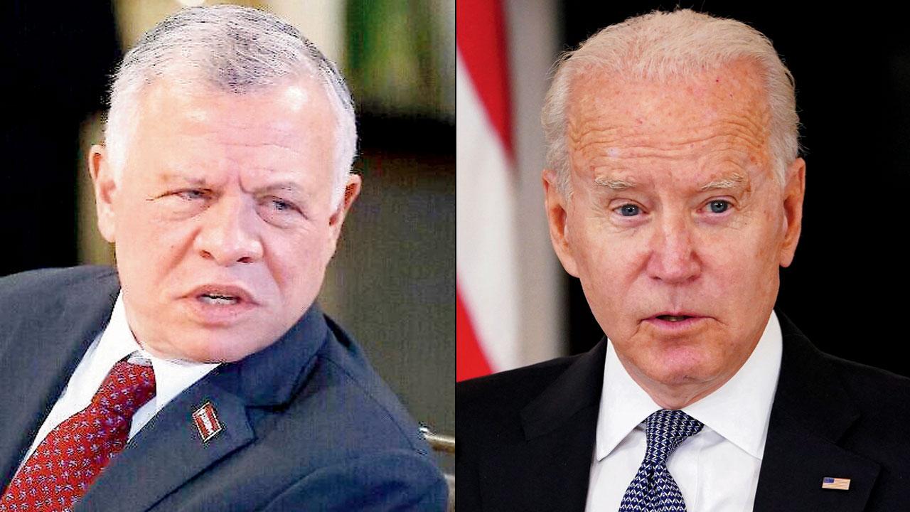 US President Joe Biden (right) Jordan’s King Abdullah II bin Al-Hussein. Pics/AFP