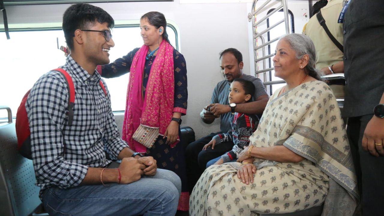 Sitharaman's office took to X (formerly Twitter) to share glimpses from her journey in the local train. 