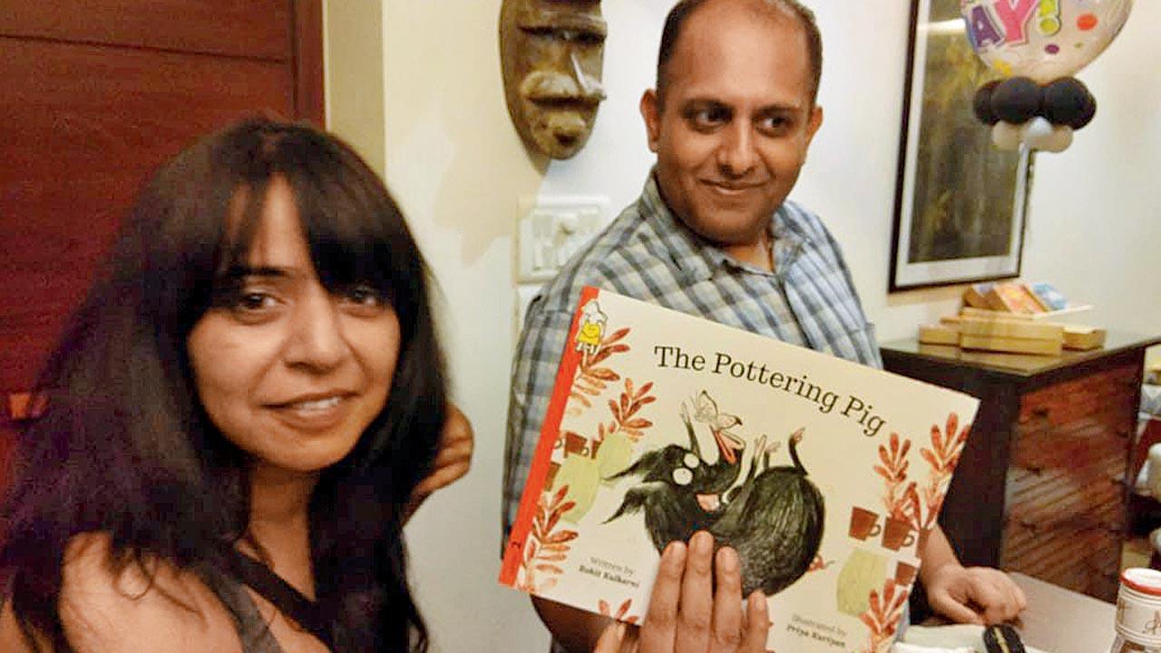 Yadav and Pal with their friend Rohit Kulkarni’s debut book for children