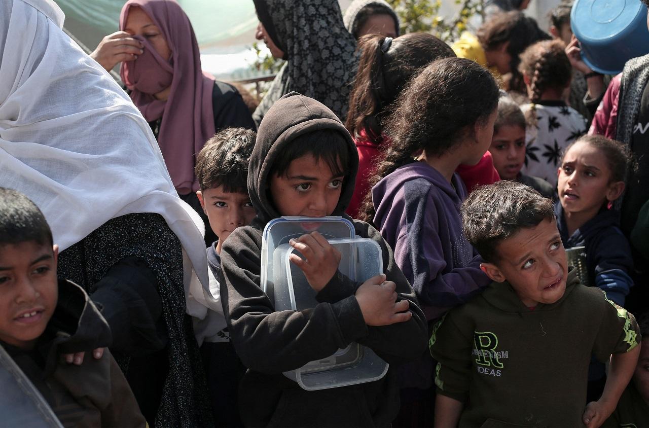 Across Gaza, more than 576,000 people, a quarter of the population, are a step away from famine, the UN says. But northern Gaza in particular has been gutted by hunger. The north has largely been cut off and much of it has been levelled since Israeli ground troops invaded in late October. Several hundred thousand Palestinians are believed to remain there, and many have been reduced to eating animal fodder to survive. The UN says one in 6 children under 2 in the north suffer from acute malnutrition and wasting