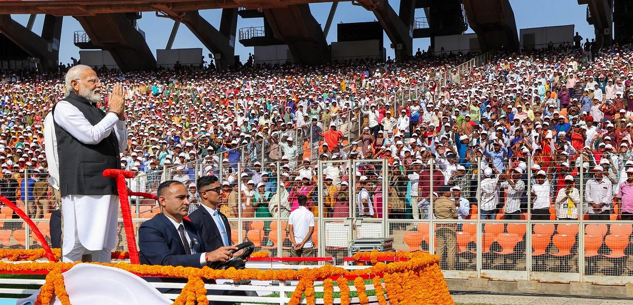 He was addressing nearly one lakh people, mostly cattle rearers and farmers, gathered at the Narendra Modi stadium in Motera area of Ahmedabad for the golden jubilee celebration of the Gujarat Cooperative Milk Marketing Federation (GCMMF)
