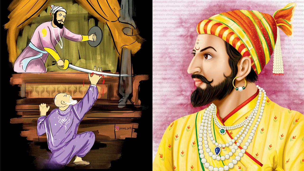 (Left) A scene from Shaista Khan’s duel with Chhatrapati Shivaji Maharaj