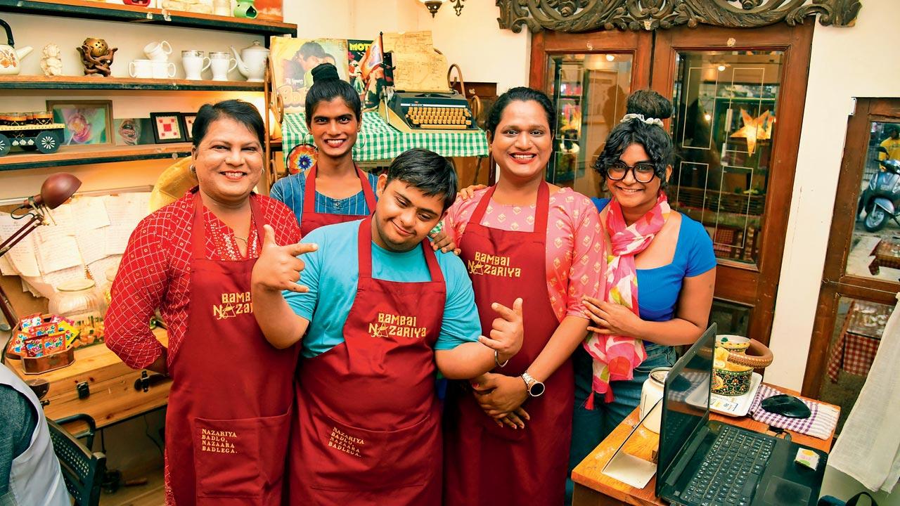 The cafe Bambai Nazariya has an inclusive hiring policy, welcoming potential employees from across the gender spectrum, as well as those with special needs. Pics/Shadab Khan