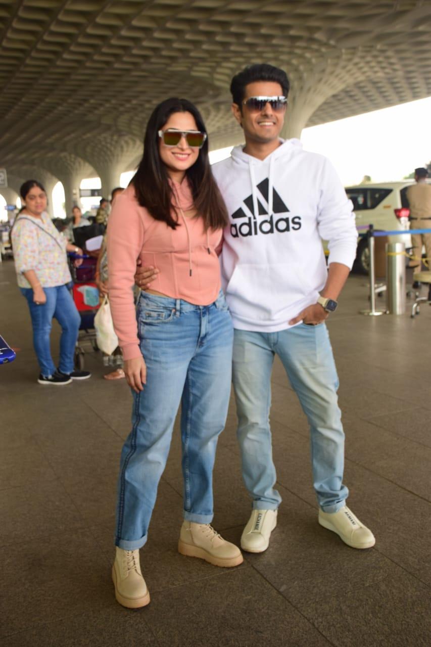 Neil Bhatt and Aishwarya Sharma were clicked as the couple jetted off