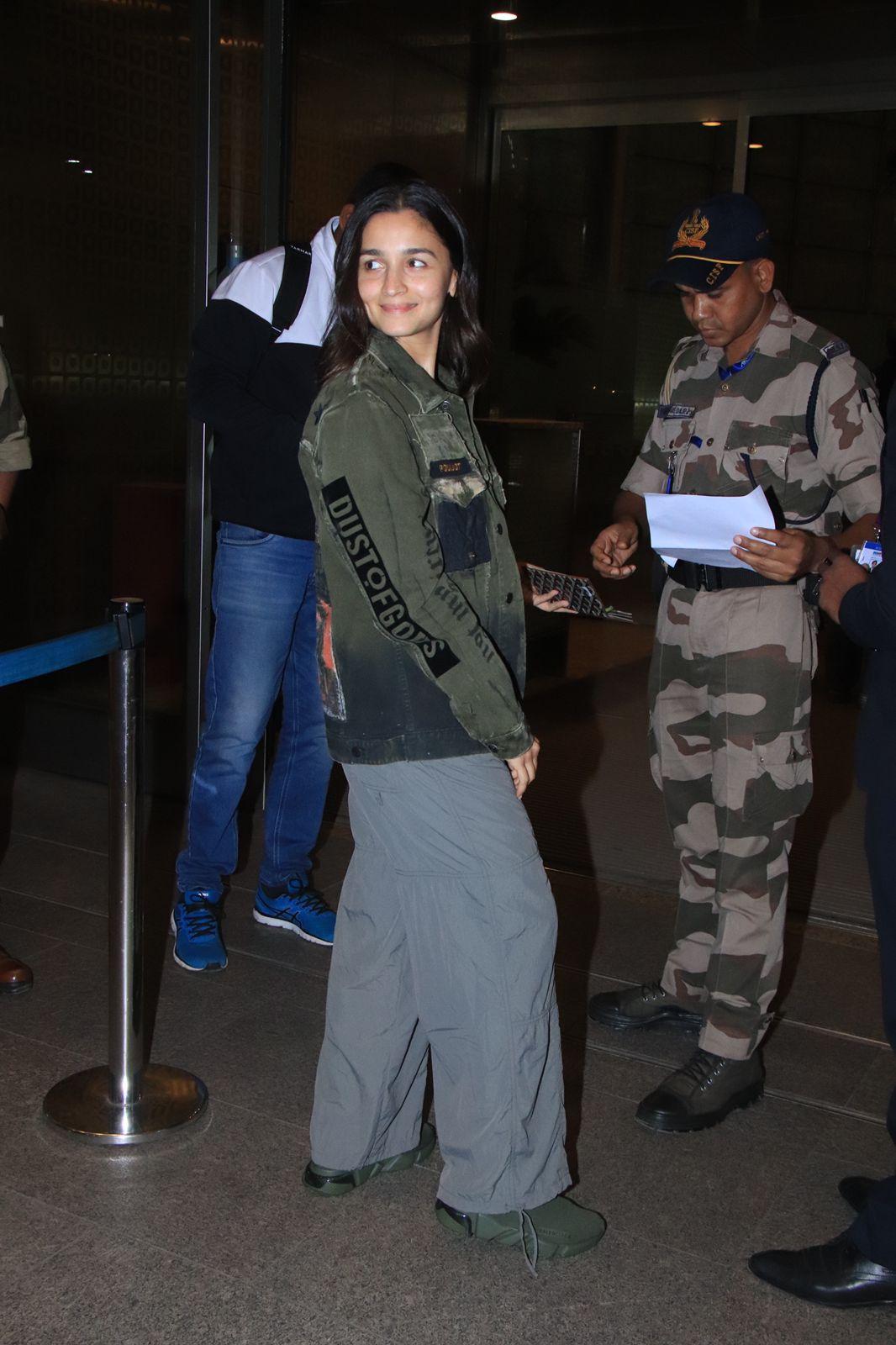 Alia Bhatt was clicked at the airport as she jetted off for Singapore