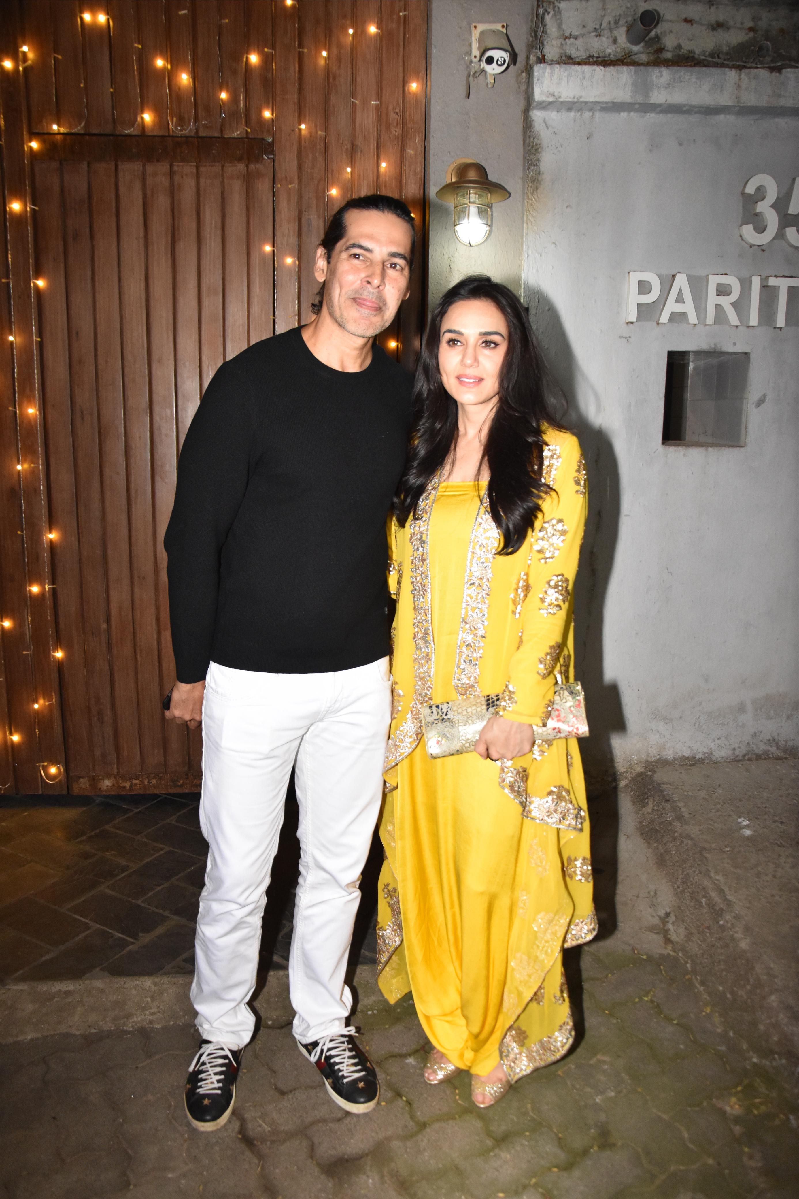 Preity Zinta was also clicked in the city last night. The actress opted for yellow kurta set as she attended a party 