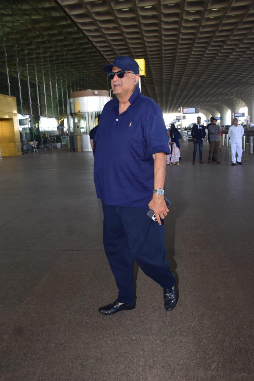 Boney Kapoor was clicked at the airport. The filmmaker opted for an all-blue outfit for her airport look