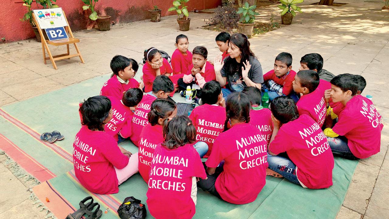 Students at the storytelling session