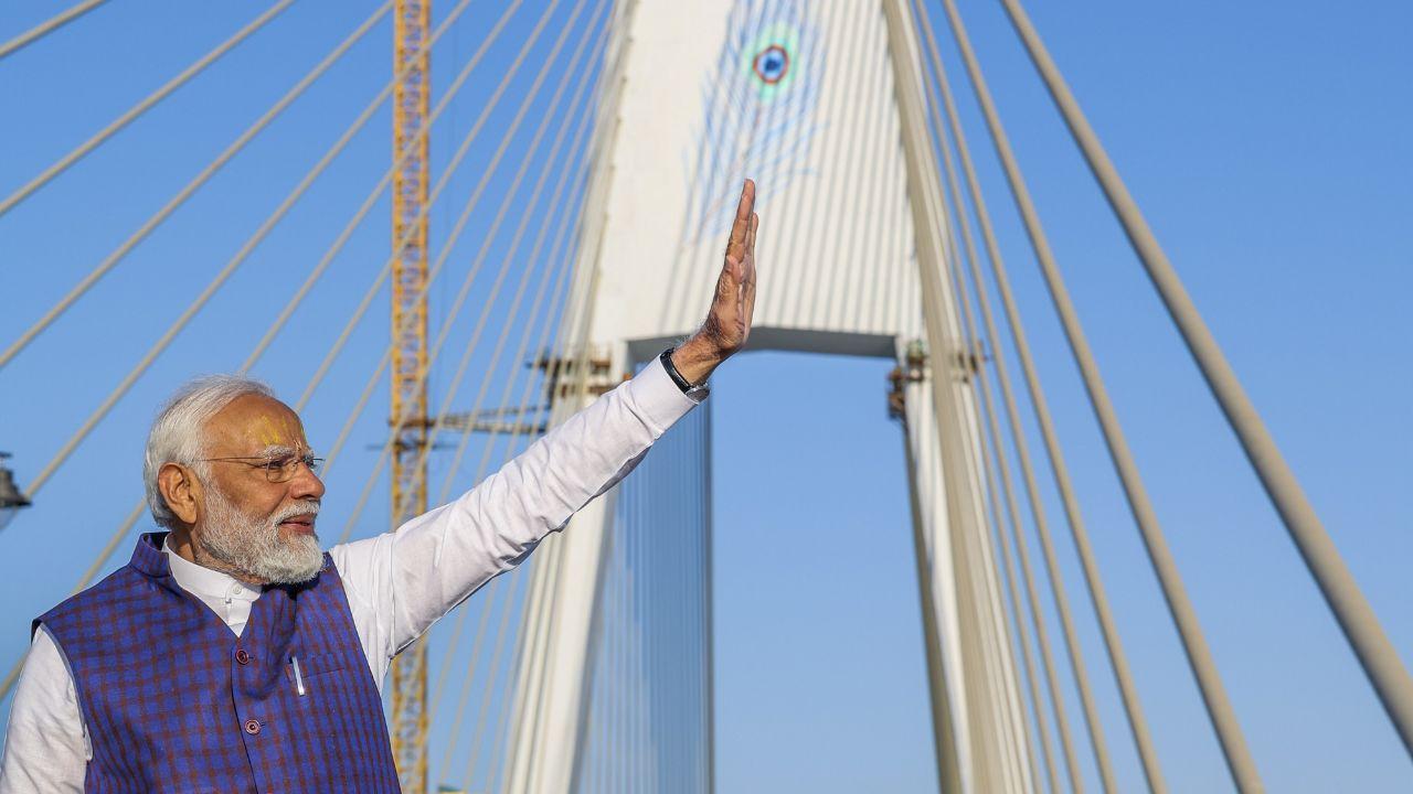 PM  Modi has officially opened the 'Sudarshan Setu', a bridge stretching over 2.32 km, connecting Okha mainland with Beyt Dwarka in Gujarat.
