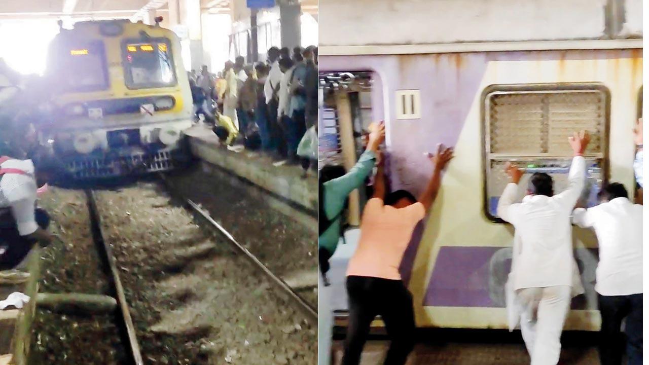 Navi Mumbai: Vashi commuters push entire train to its side to save man caught under wheels