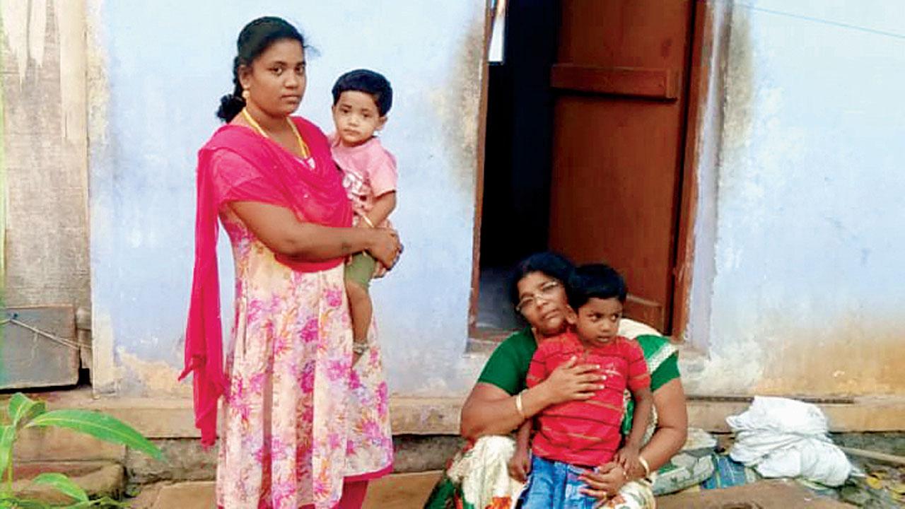 Infant Vijay Vinay Anthony’s wife Monica with their kids