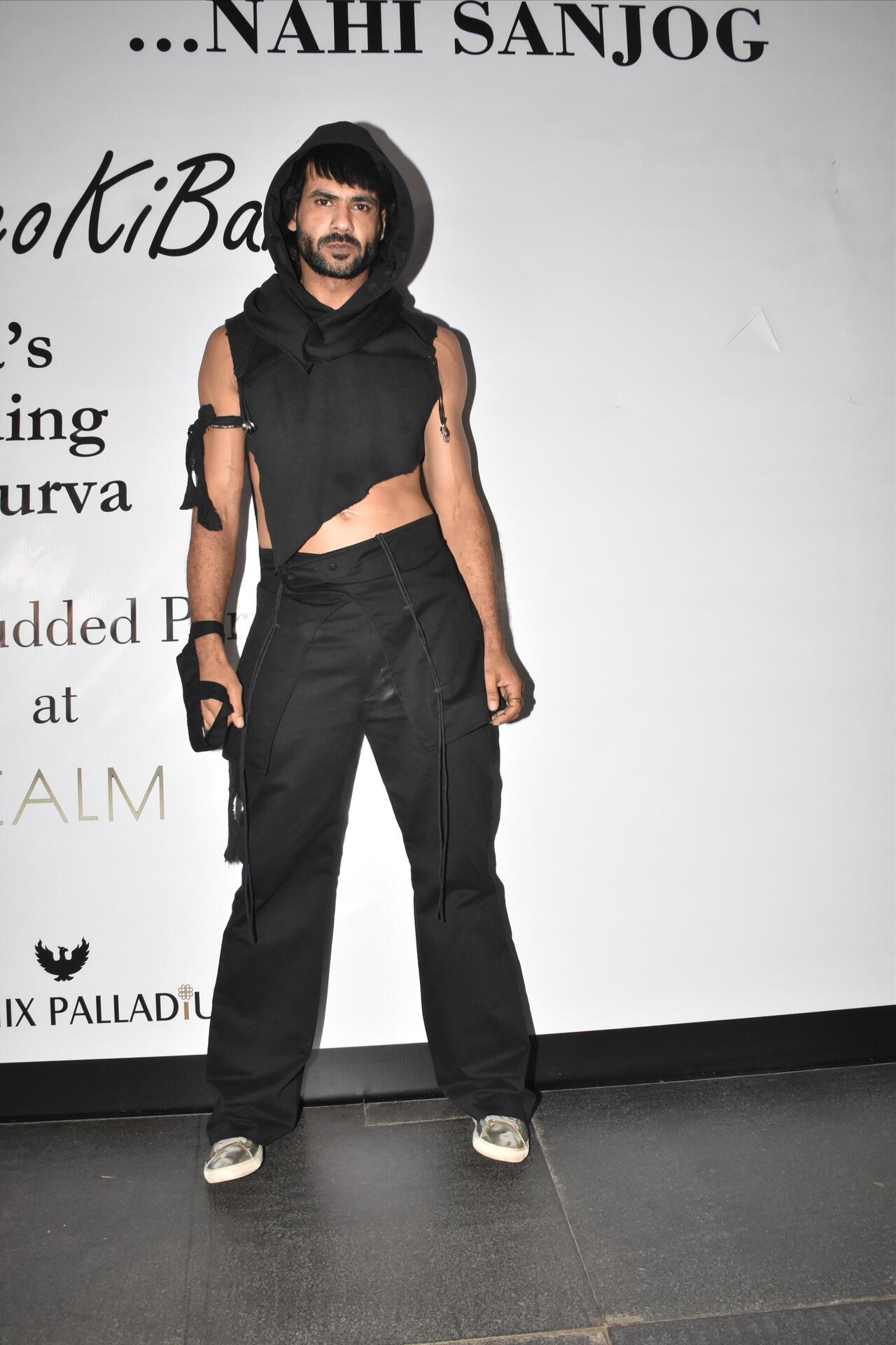 Actor Vishal Aditya Singh was seen in a rugged avatar as he wore a cropped hoodie with cargo pants for the cocktail party