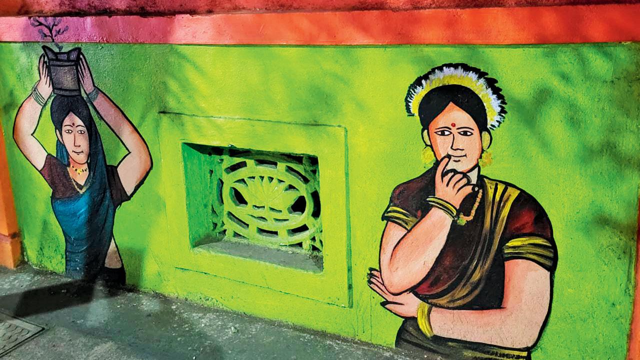 Rural scenes captured in murals at Talao Pali in Thane