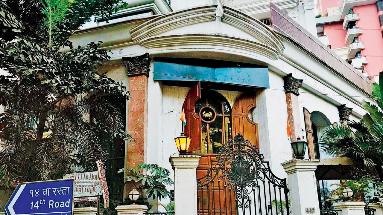 The bungalow where the Zaveri family resides at Khar West