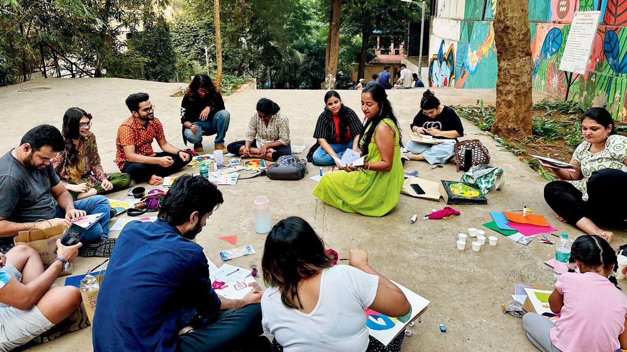 Participants draw at a previous session